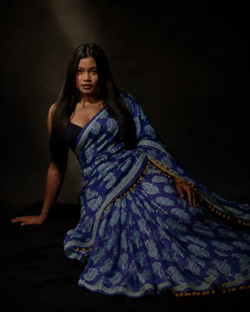 Azrak Print Cotton Handloom Saree